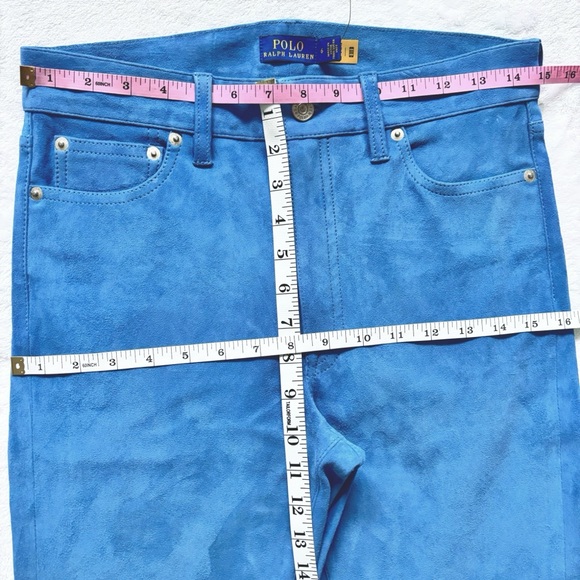RARE! POLO RALPH LAUREN Blue Label Suede Super Flare Mid Rise Pants—NWT—6 - Picture 14 of 15